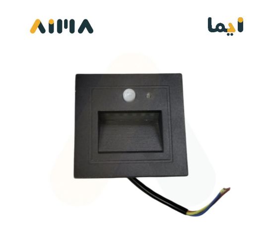 صورة كشاف درج مربع أسود 3 واط 3000 كلفن 7*7 سم مع حساس